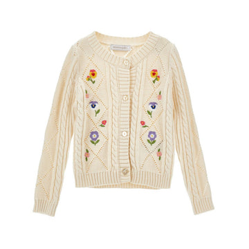 Cardigan Bimba con Losanghe ricamate