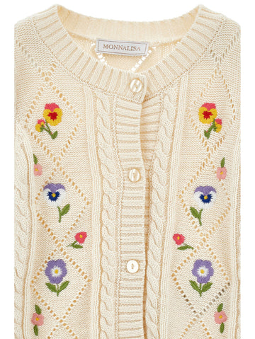 Cardigan Bimba con Losanghe ricamate