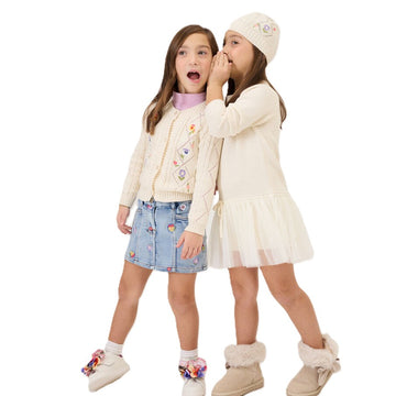 Cardigan Bimba con Losanghe ricamate