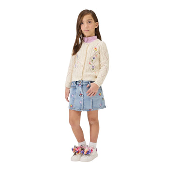 Cardigan Bimba con Losanghe ricamate