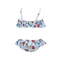 Bikini stretch con volants ciliegia
