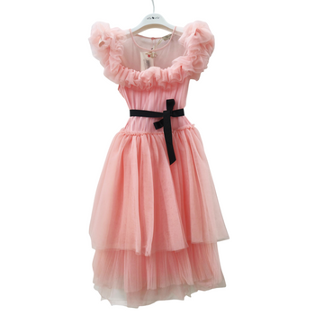 Abito bimba corto in tulle con volant