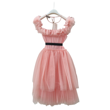 Abito bimba corto in tulle con volant