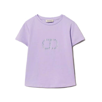 T-shirt bimba con Oval T strass