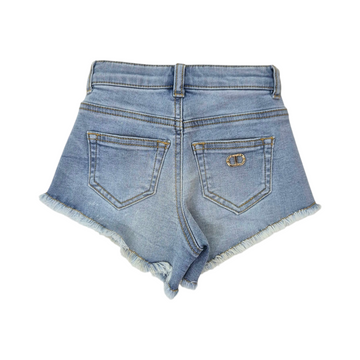 Shorts bimba jeans con frangie