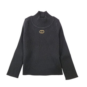 Maglia lupetto a costine con Oval T