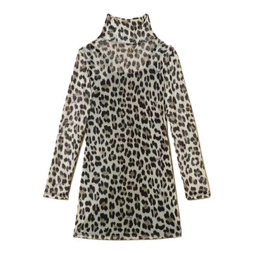 Abito corto in tulle animalier