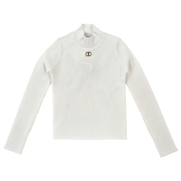 Maglia lupetto a costine con Oval T girl