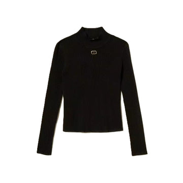 Maglia lupetto a costine con Oval T girl