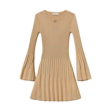 Abito corto in maglia plissé in lurex