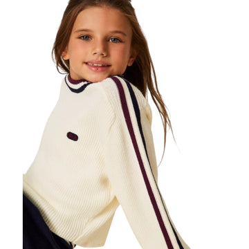 Pullover a costine con bande bicolor