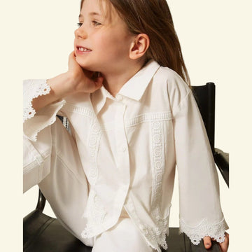 Camicia Baby in popeline con pizzo