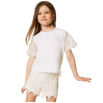 T-shirt Baby con maniche in pizzo