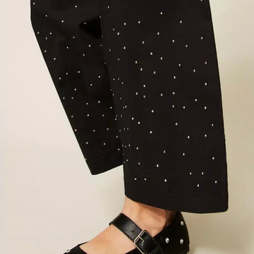 Pantalone Girl in popeline con borchie