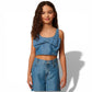 Top cropped con maxi fiocco Girl