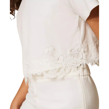 T-shirt con pizzo e logo