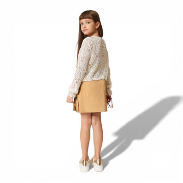 Gonna Girl corta scamosciata con frange