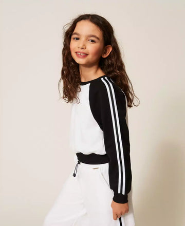 Felpa Bambina color block con righe