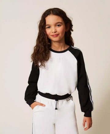 Felpa Bambina color block con righe