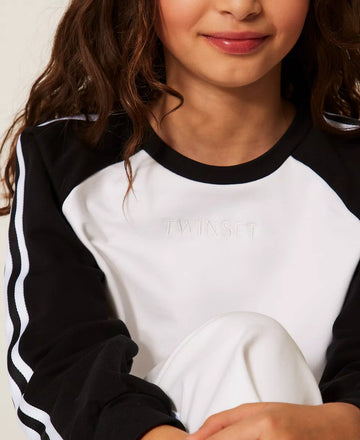 Felpa Bambina color block con righe
