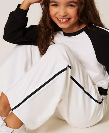 Pantaloni Bambina ampi in felpa con righe