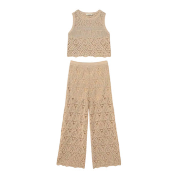 Completo Girl in pizzo con logo ricamato