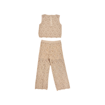 Completo Girl in pizzo con logo ricamato