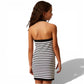 Abito Girl corto in maglia a righe con bottoni