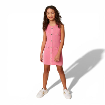 Abito in maglia corto con bottoni Bambina