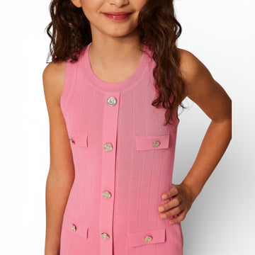 Abito in maglia corto con bottoni Bambina