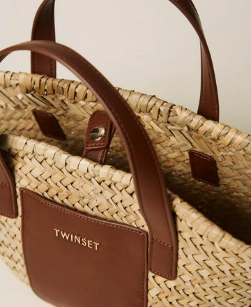 Borsa Bimba shopper in paglia con manico