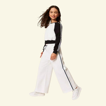 Pantaloni Bambina ampi in felpa con righe