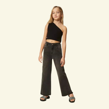 Jeans Bambina nero cropped cinque tasche