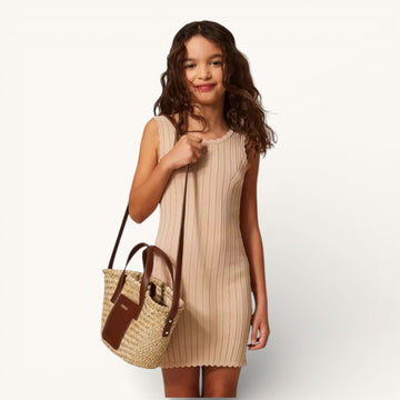 Borsa Bimba shopper in paglia con manico