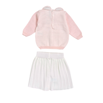 Completo neonata in filo cotone con gonna