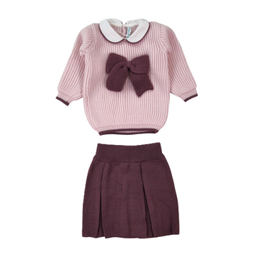 Completo bimba con fiocco in lana