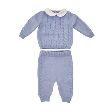 Completo in pura lana extrafine neonato con trecce