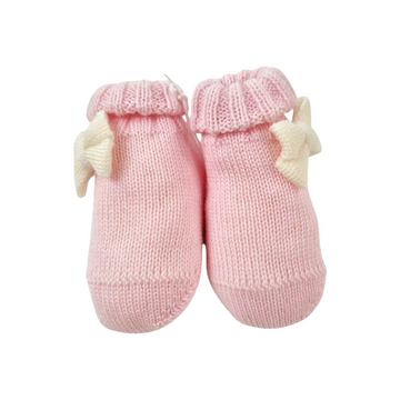 Scarpine in lana neonata con fiocchetto lato