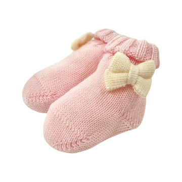 Scarpine in lana neonata con fiocchetto lato