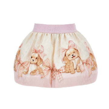 Gonna Bimba stampa cuccioli e fiocchi