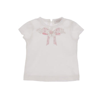 T-shirt Bambina con Fiocco e Fiore