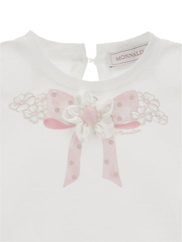 T-shirt Bambina con Fiocco e Fiore