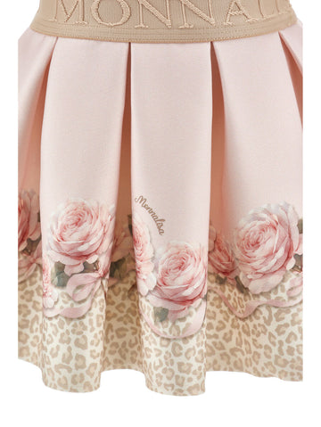 Gonna Bimba con balza fiori e leopardata