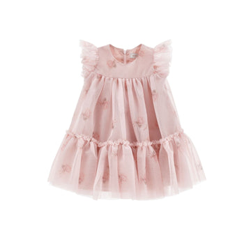 Abito Bimba in Tulle con rose e volant