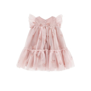 Abito Bimba in Tulle con rose e volant