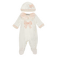 Set tutina e cuffia con fiocchi e balze