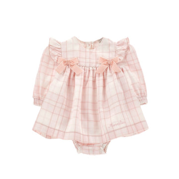 Abito neonata Tartan e Body, fiocchi + fascia