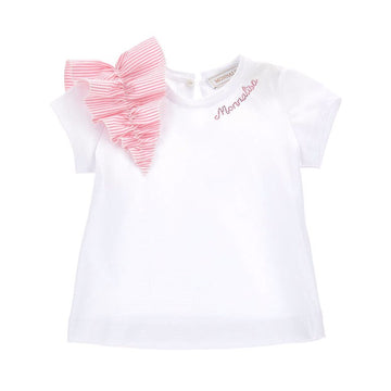 T-shirt cotone organico con rouches Monnalisa