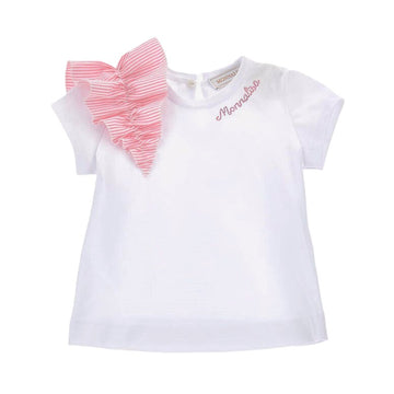 T-shirt cotone organico con rouches Monnalisa