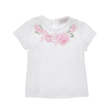 T-shirt in jersey con collana roselline